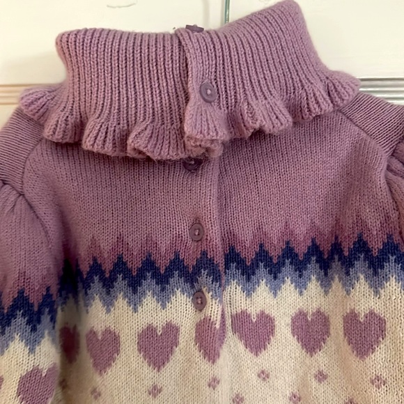 Janie and Jack, purple and cream sweater dress with hearts size 6 - Picture 4 of 6